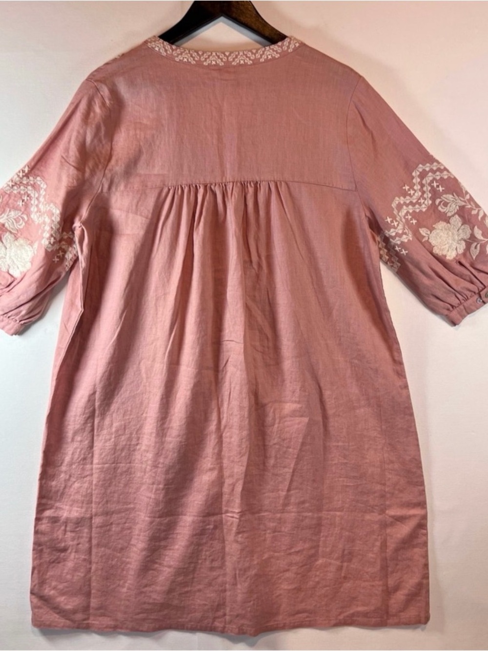 Sundance Embroidered Dusty Rose Tunic Dress with Ivory Detail - Picture 9 of 9